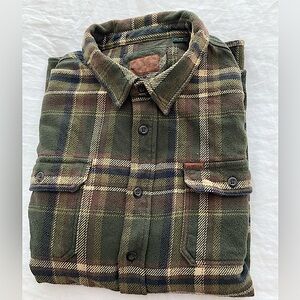 Orvis Big Bear Heavyweight brushed flannel shirt jacket w hand warmer pockets